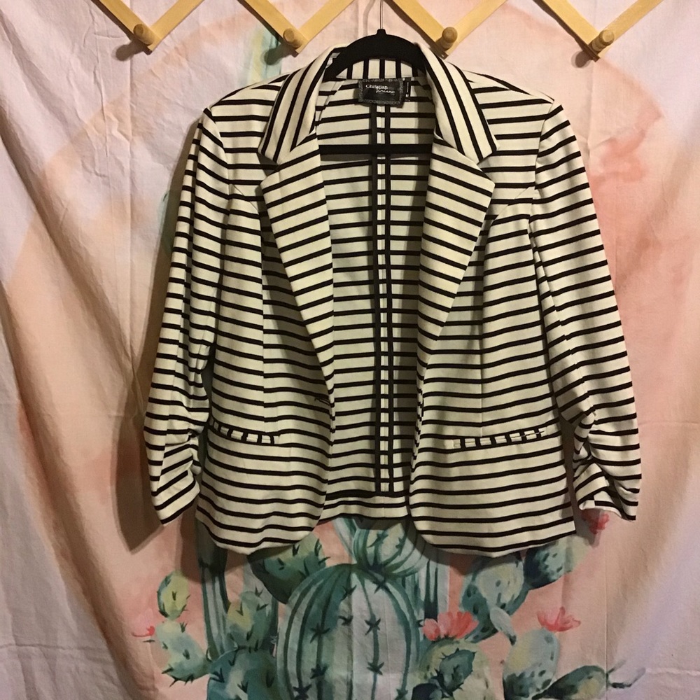 🌊 Christian Siriano Runway Striped Blazer Jacket
